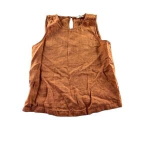 Eileen Fisher Cinnamon Washed Organic Linen Delave Round Neck Shell Tank Small